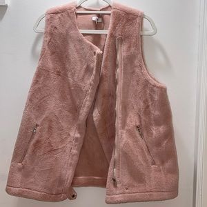Pink faux fur hashttag vest